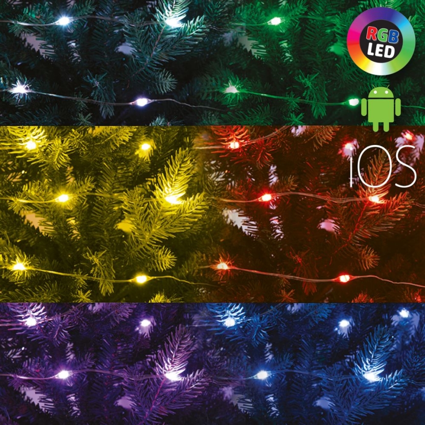 LED RGB Himmennettävä jouluketju 100xLED/29 funktiota 10,4m