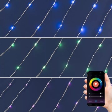 LED RGB Himmennettävä jouluketju 200xLED/29 funktiota 20,4m