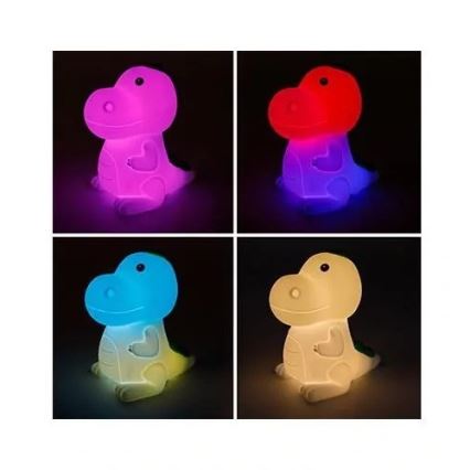 LED RGBW Himmennettävä ladattava lasten yövalo LED/2,5W/5V 3000K 1200 mAh dinosaurus