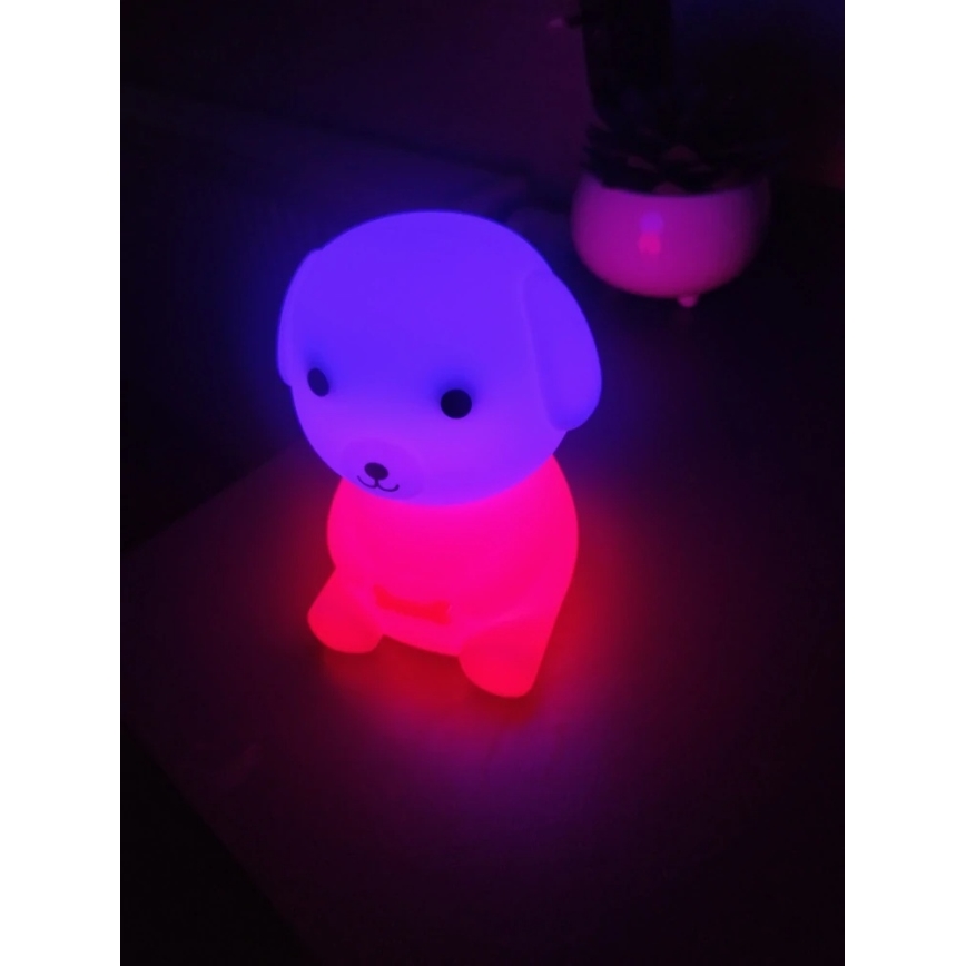 LED RGBW Himmennettävä ladattava lasten yövalo LED/2,5W/5V 3000K 1200 mAh koira
