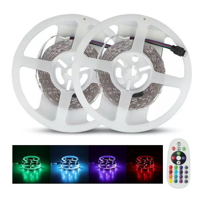 LED RGB himmennettävä nauha 2x5m LED / 4,8W / 230V + RC