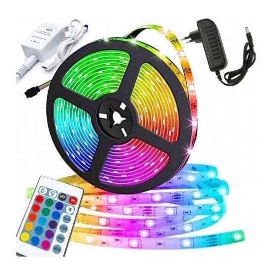 LED RGB Himmennettävä nauha 5m LED/12W/12/230V IP44 + kauko-ohjaus