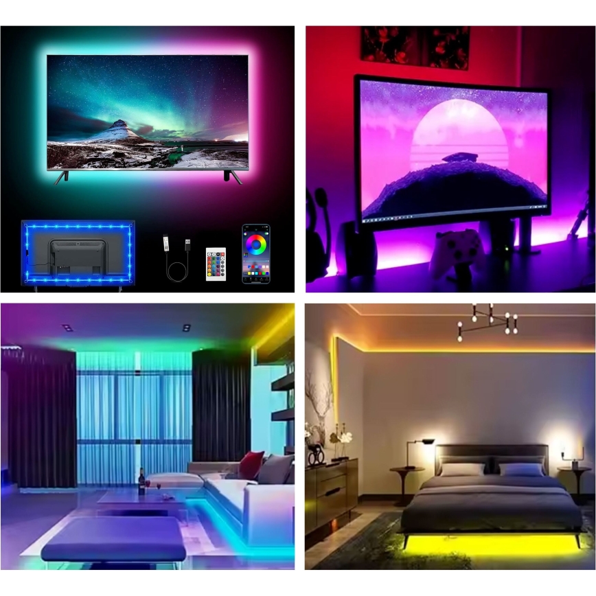 LED RGB Himmennettävä nauha LED/6W/5V USB 2 m + kauko-ohjaus