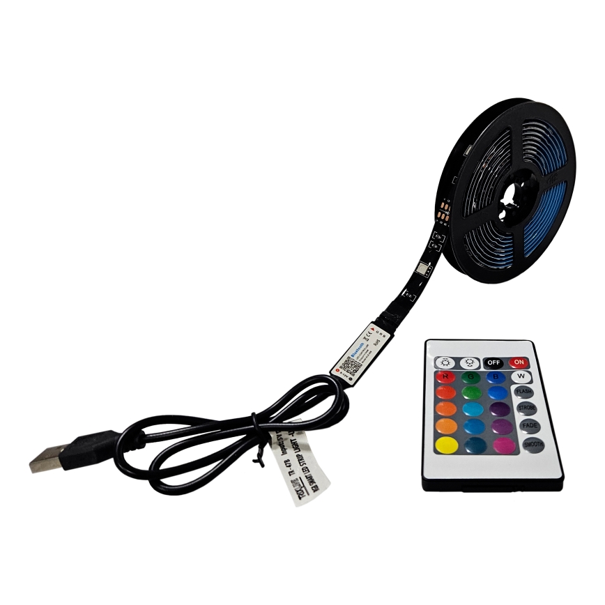 LED RGB Himmennettävä nauha LED/6W/5V USB 2 m + kauko-ohjaus