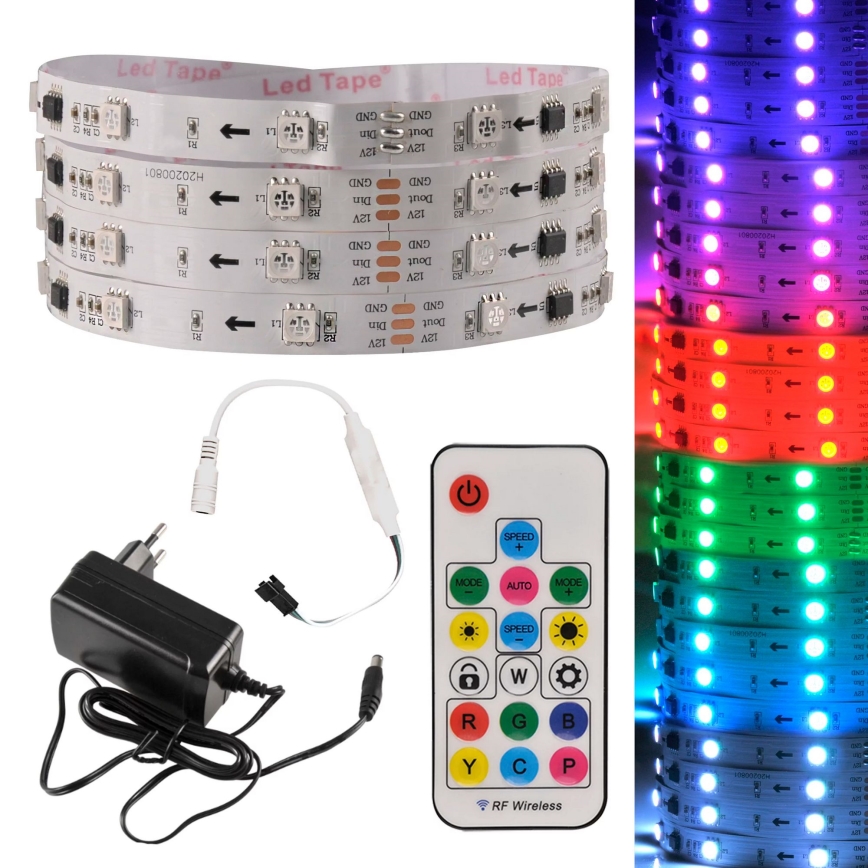 LED RGB Himmennettävä nauha MAGIC 5 m LED/24W/230V + kaukosäädin