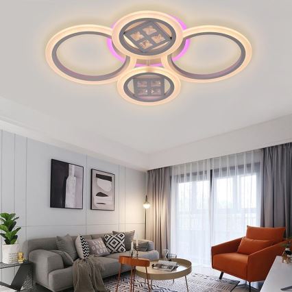 LED RGB Himmennettävä pinta-asennettava kattokruunu LED/50W/230V 3000-6500K + kaukosäädin
