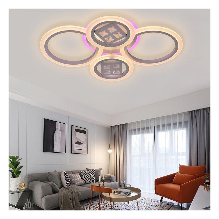 LED RGB Himmennettävä pinta-asennettava kattokruunu LED/50W/230V 3000-6500K + kaukosäädin