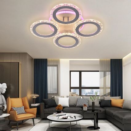 LED RGB Himmennettävä pinta-asennettava kattokruunu LED/55W/230V 3000-6500K + kaukosäädin