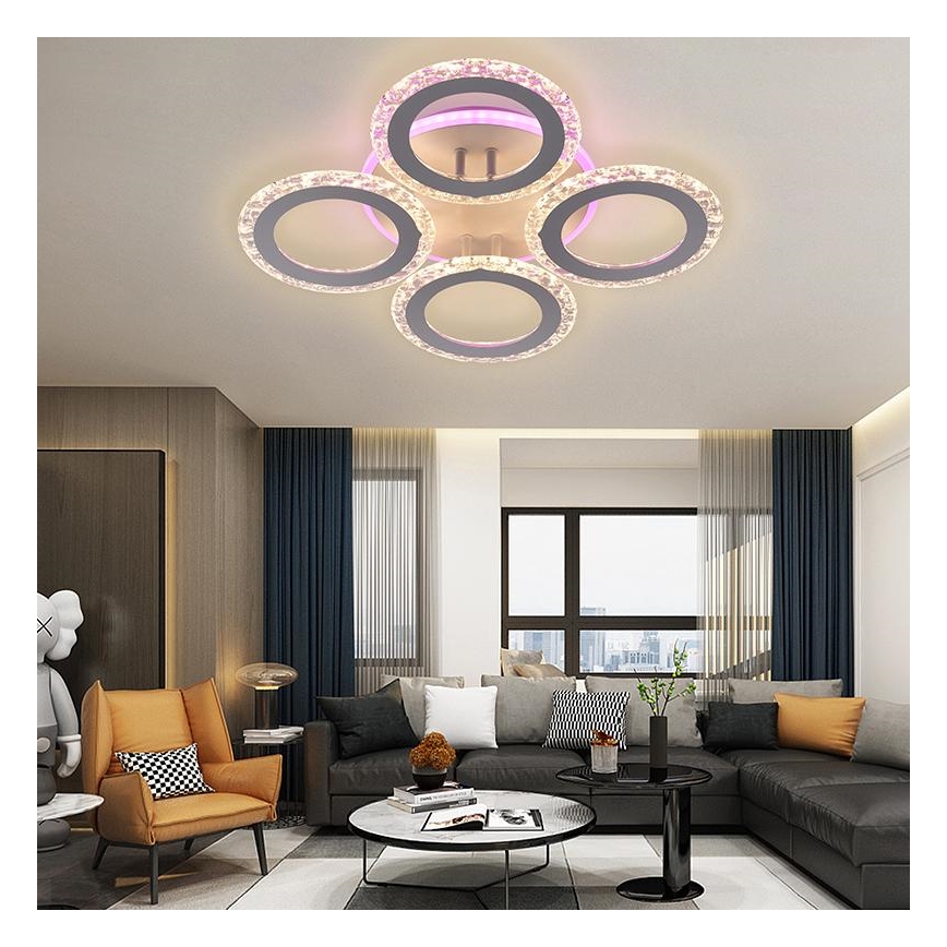 LED RGB Himmennettävä pinta-asennettava kattokruunu LED/55W/230V 3000-6500K + kaukosäädin