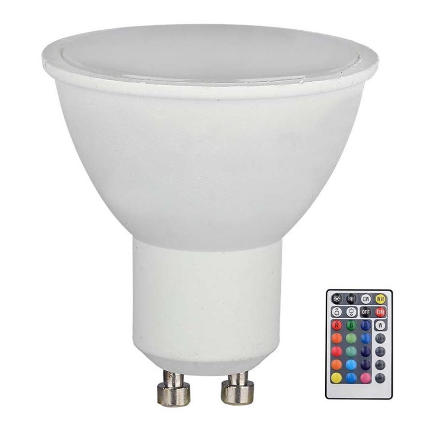LED RGB Himmennettävä polttimo GU10/4,8W/230V 4000K + kaukosäädin