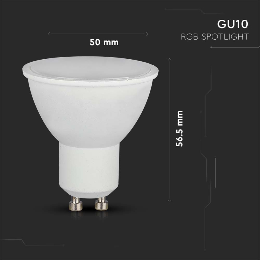 LED RGB Himmennettävä polttimo GU10/4,8W/230V 4000K + kaukosäädin