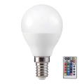 LED RGB Himmennettävä polttimo P45 E14/4,8W/230V 3000K + kaukosäädin