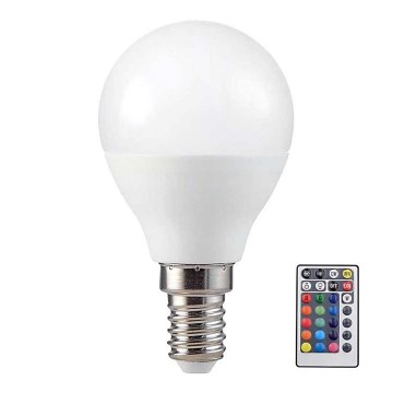 LED RGB Himmennettävä polttimo P45 E14/4,8W/230V 3000K + kaukosäädin