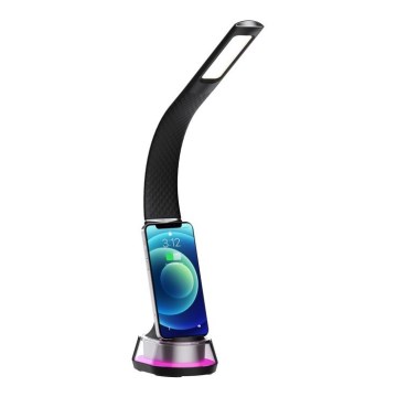 LED RGB Himmennettävä pöytävalaisin langattomalla latauksella CORELLA LED/7W/12/230V musta