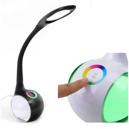 LED RGB Himmennettävä pöytävalaisin LED/7W/230V musta