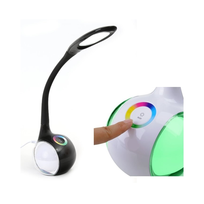 LED RGB Himmennettävä pöytävalaisin LED/7W/230V musta