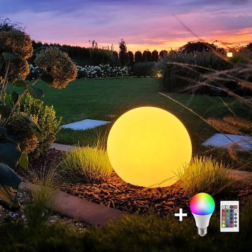 LED RGB Himmennettävä ulko lamppu GLOBO 1xE27/8,5W/230V halkaisija 30 cm IP44 + kauko-ohjaus