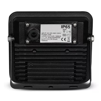 LED RGB himmennettävä Valonheitin LED/20W/230V IP65 musta