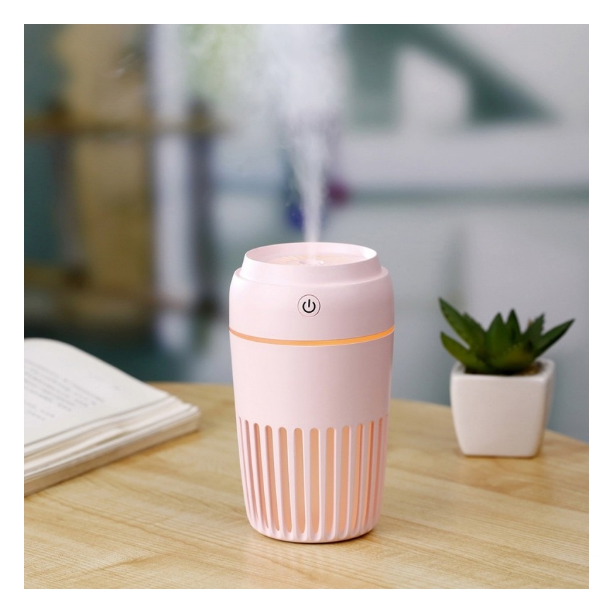 LED RGB Ilmankostutin 300 ml LED/2W/5V vaaleanpunainen