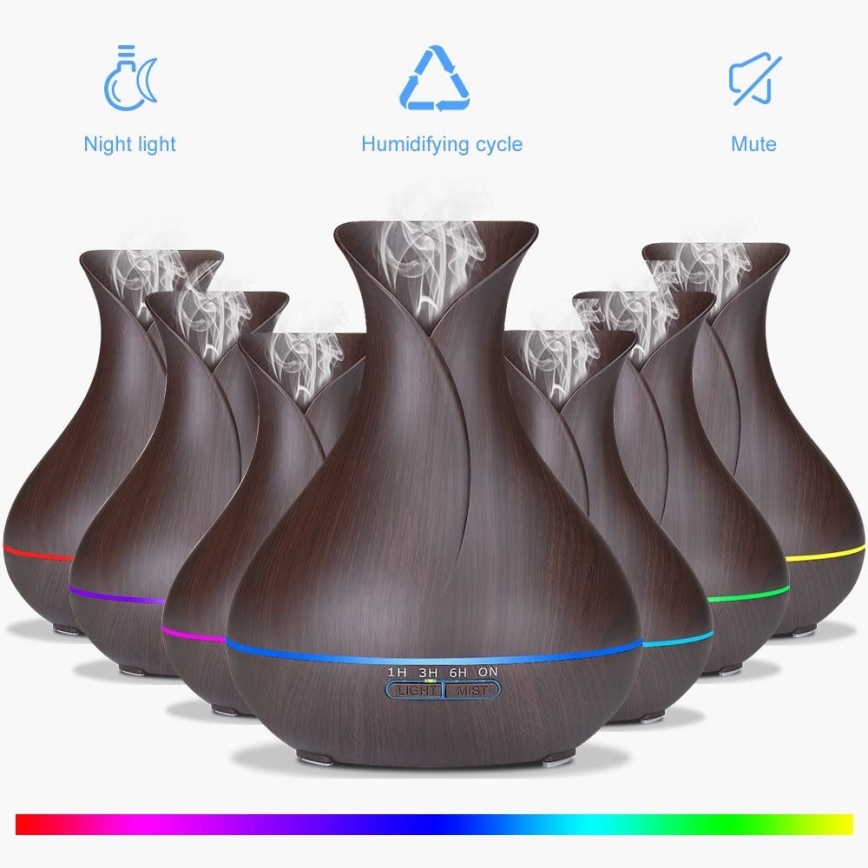 LED RGB -ilmankostutin ja ilma-ionisaattori 400 ml