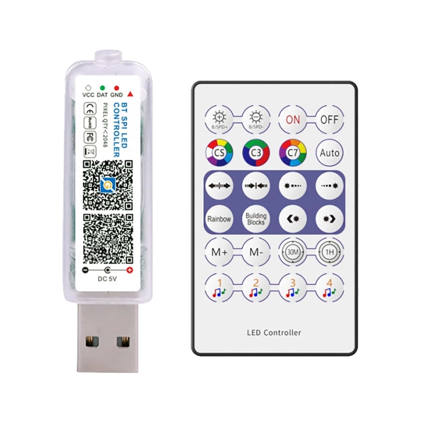 LED RGB Jouluketju LED/10W/5V 10 m USB + kauko-ohjaus
