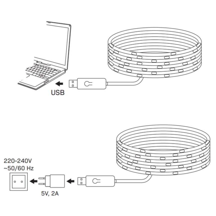 LED RGB Jouluketju LED/10W/5V 10 m USB + kauko-ohjaus