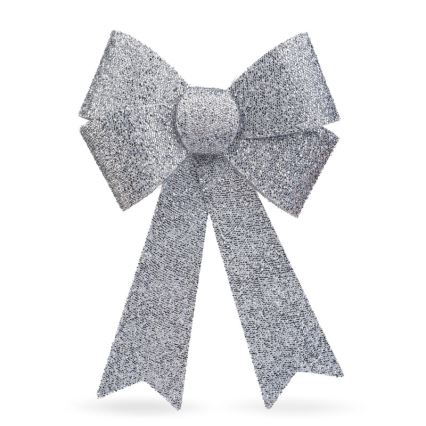 LED RGB joulukoriste 11xLED/3xLR44 40x30 cm hopeanvärinen rusetti