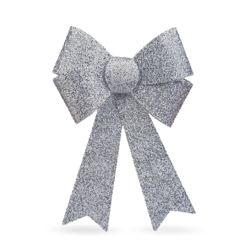 LED RGB joulukoriste 11xLED/3xLR44 40x30 cm hopeanvärinen rusetti