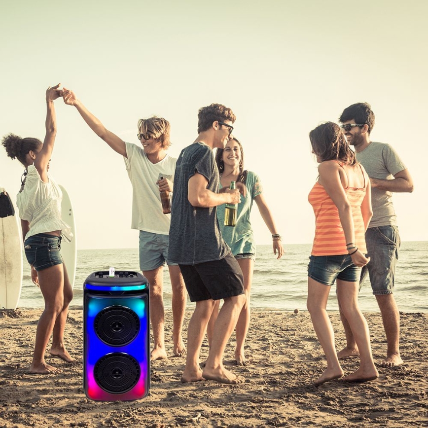 LED RGB ladattava kaiutin mikrofonilla 400W/2400 mAh + kauko-ohjaus