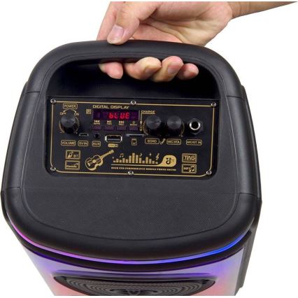 LED RGB ladattava kaiutin mikrofonilla 400W/2400 mAh + kauko-ohjaus