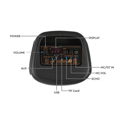 LED RGB ladattava kaiutin mikrofonilla 400W/2400 mAh + kauko-ohjaus