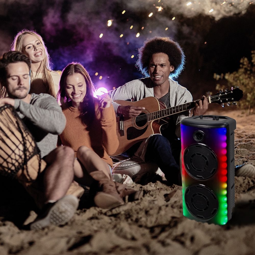 LED RGB ladattava kaiutin mikrofonilla 600W/2400 mAh + kauko-ohjaus