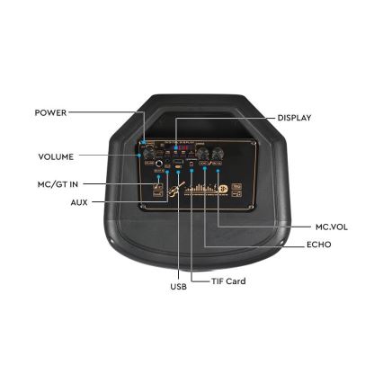 LED RGB ladattava kaiutin mikrofonilla 600W/2400 mAh + kauko-ohjaus