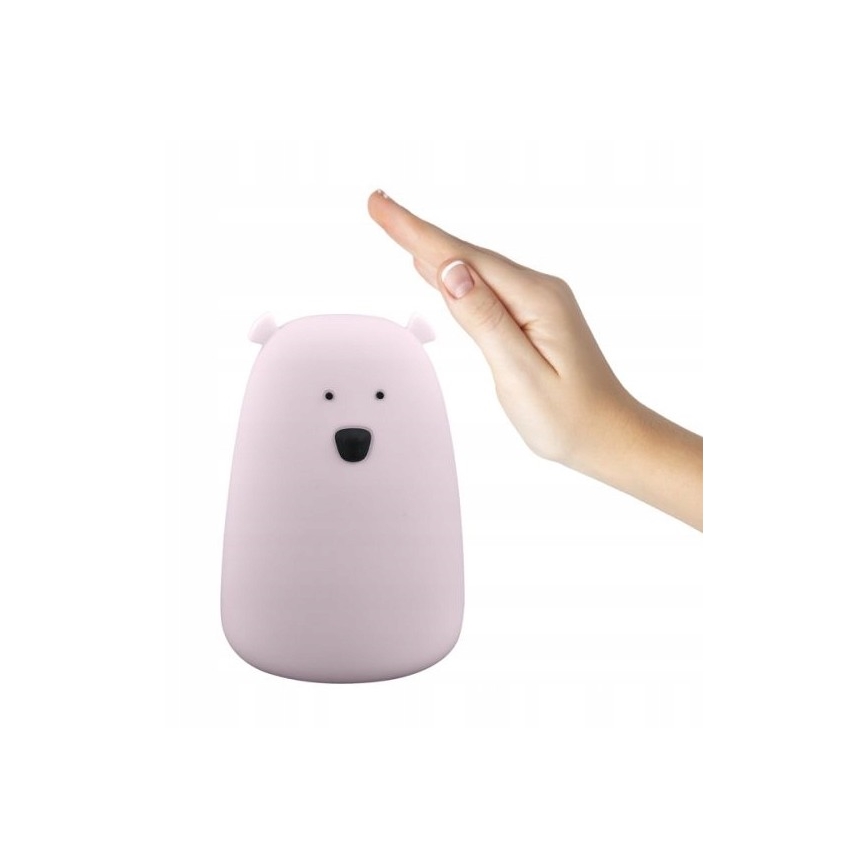 LED RGB Lasten kosketuslamppu BEAR LED/0,8W/5V vaaleanpunainen + USB