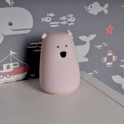 LED RGB Lasten kosketuslamppu BEAR LED/0,8W/5V vaaleanpunainen + USB
