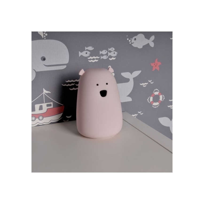 LED RGB Lasten kosketuslamppu BEAR LED/0,8W/5V vaaleanpunainen + USB