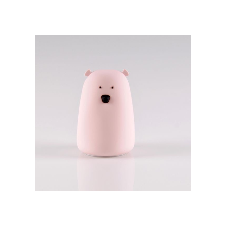 LED RGB Lasten kosketuslamppu BEAR LED/0,8W/5V vaaleanpunainen + USB