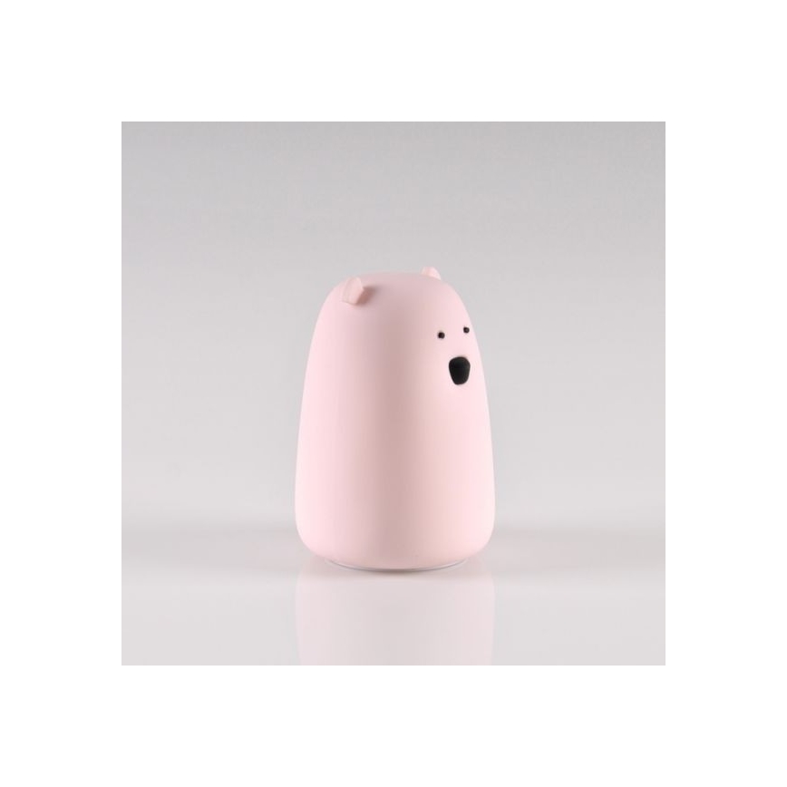 LED RGB Lasten kosketuslamppu BEAR LED/0,8W/5V vaaleanpunainen + USB