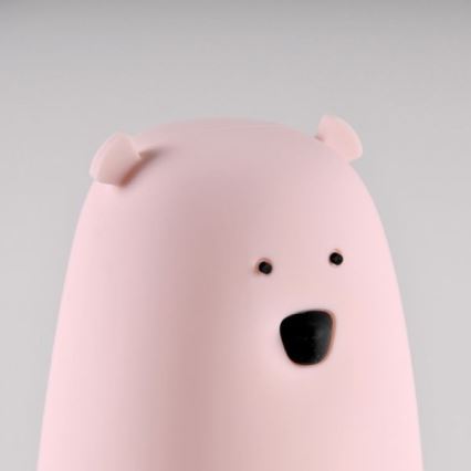 LED RGB Lasten kosketuslamppu BEAR LED/0,8W/5V vaaleanpunainen + USB