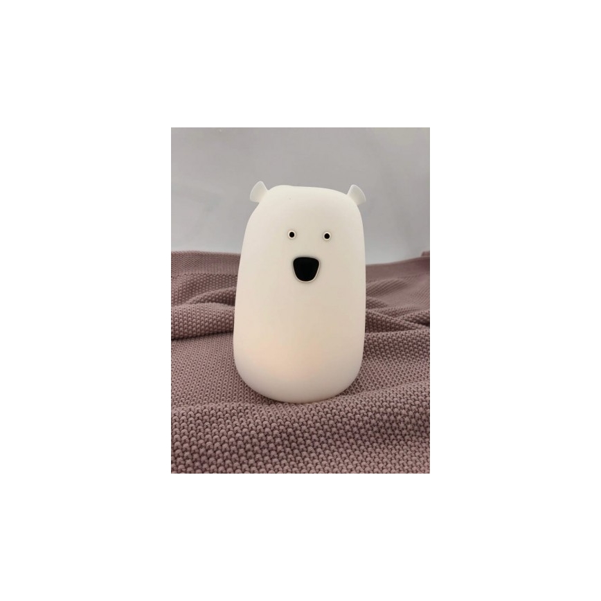 LED RGB Lasten kosketuslamppu BEAR LED/0,8W/5V valkoinen + USB
