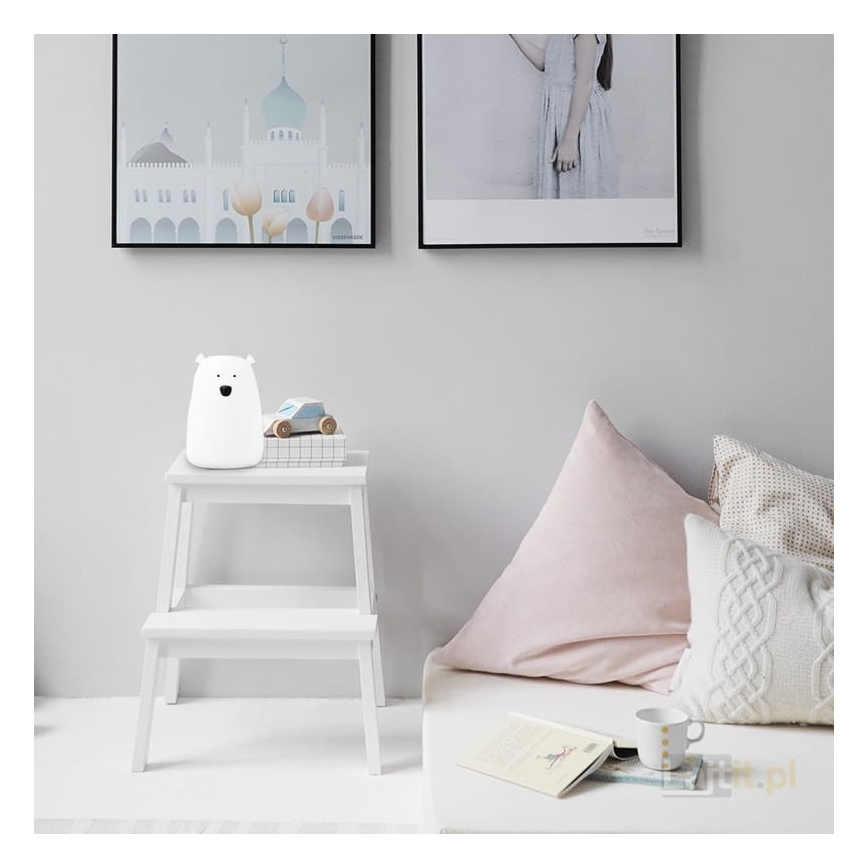 LED RGB Lasten kosketuslamppu BEAR LED/0,8W/5V valkoinen + USB