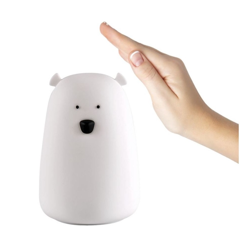 LED RGB Lasten kosketuslamppu BEAR LED/0,8W/5V valkoinen + USB