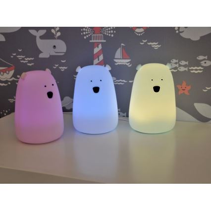LED RGB Lasten kosketusohjattava pieni lamppu BEAR LED/0,8W/5V sininen