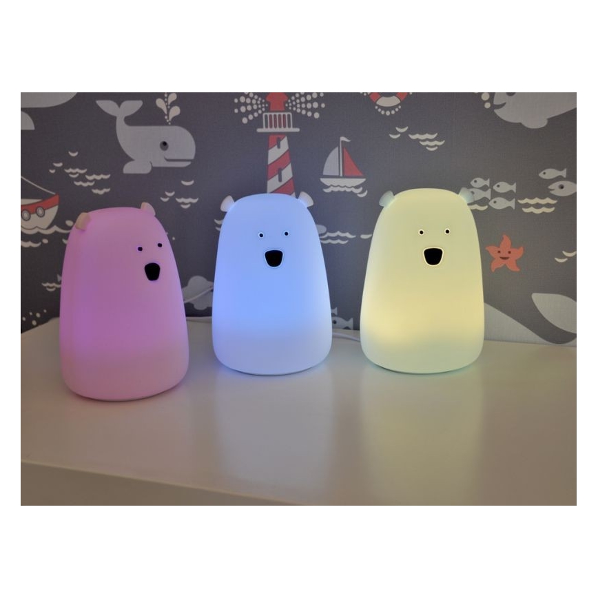 LED RGB Lasten kosketusohjattava pieni lamppu BEAR LED/0,8W/5V sininen