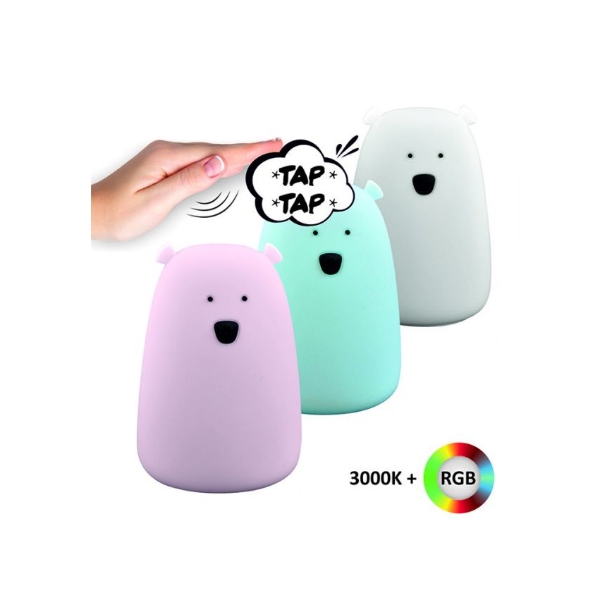 LED RGB Lasten kosketusohjattava pieni lamppu BEAR LED/0,8W/5V sininen
