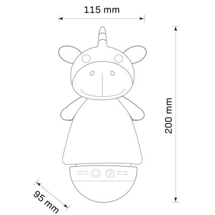 LED RGB Lasten yövalaisin kanssa melody 3xAAA/5V yksisarvinen