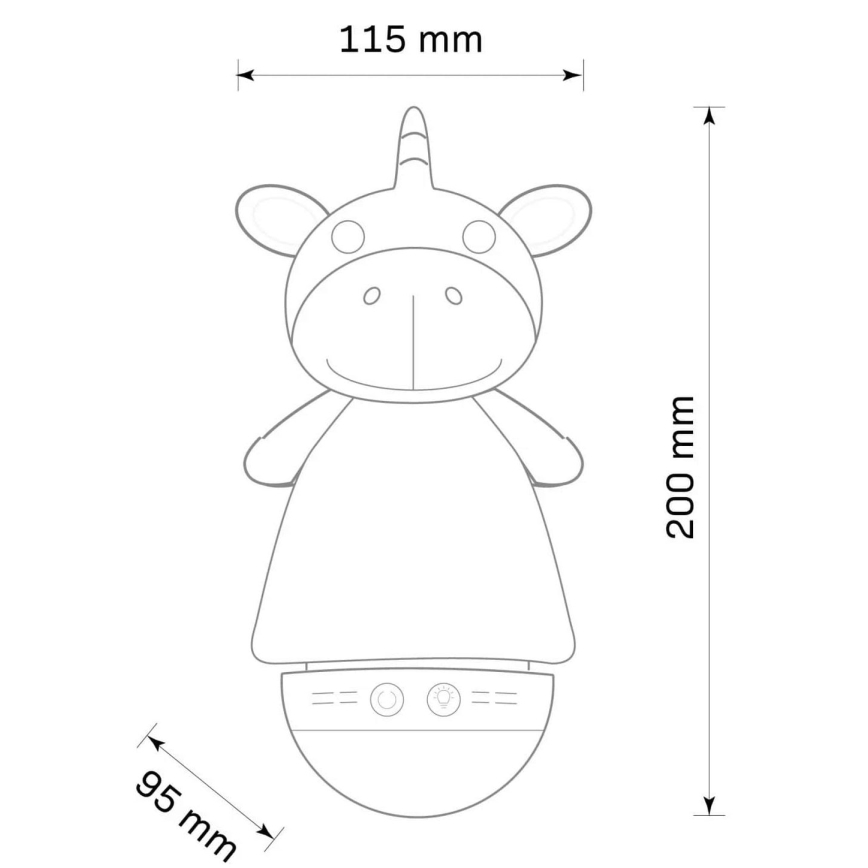 LED RGB Lasten yövalaisin kanssa melody 3xAAA/5V yksisarvinen