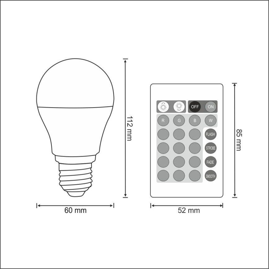 LED RGB Polttimo E27/6W/230V himmennettävä 3000K