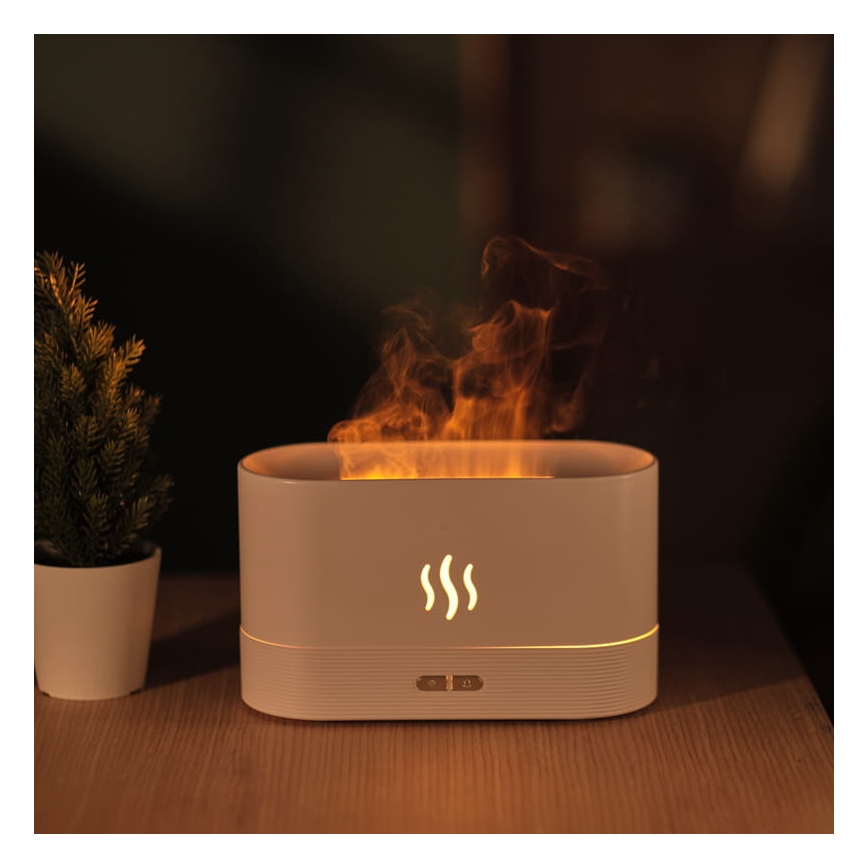 LED RGB ultraääninen aromaattinen diffuuseri ja ilmankostutin valaistuksella 180 ml valkoinen