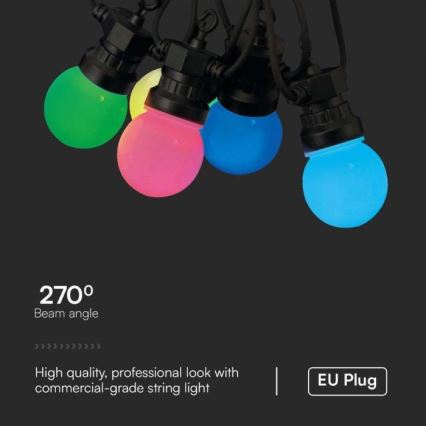 LED RGB Valoketju ulkokäyttöön STRING 13 m 15xLED/0,5W/230V IP44 + kauko-ohjaus